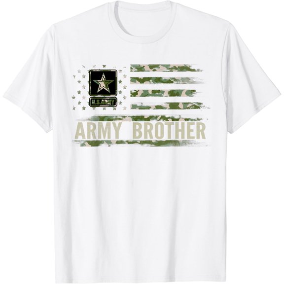 Vintage Army Brother With Camo American Flag Veteran Gift T-Shirt100% cotton
