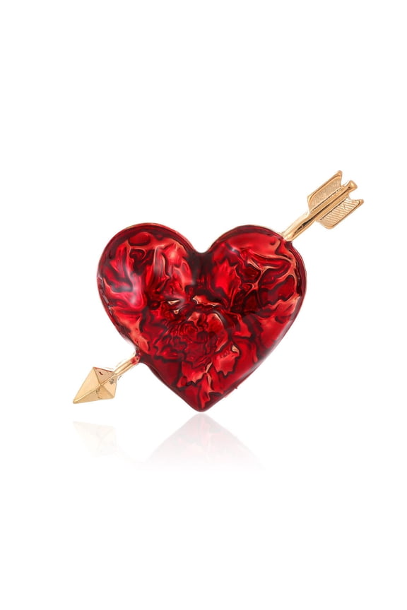 1pc Fashion Heart Brooch Arrow Design Oil Paint Effect Retro Pin