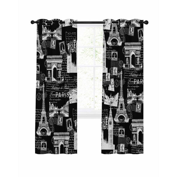 Vintage Art Blackout Curtains 84 Inch Length International Buildings Paris Towers Black White Thermal Insulated Window Curtain Window Drapes 2 Panels for Bedroom Living Room 42"Wx84"L