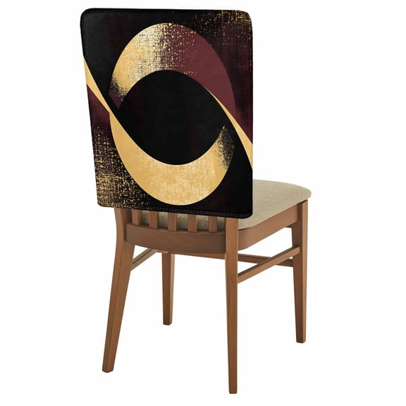 Vintage Art Chair Back Covers Pack of 1, Abstract Gold Dark Red Shape Graffiti Removable Dining Seat Cover Washable Kitchen Chair Slipcovers Protective for Party Festival Decoration 19x20in