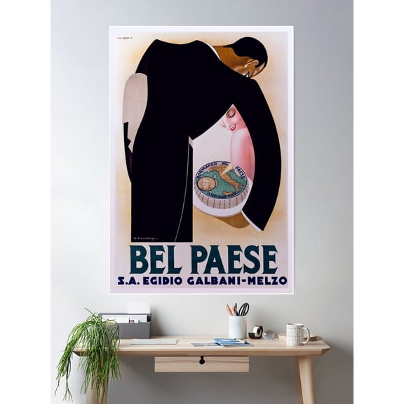 Vintage Art Deco Era Italian Cheese Ad Poster Wall Art, Modern Wall Decor For Living Room Bedroom, 24x36 UNFRAMED