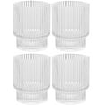 thumbnail image 1 of Vintage Art Deco Fluted Drinking Glasses - 9 oz Modern Kitchen Glassware Set  Old Fashion Tumbler Cups for Weddings, Cocktails, Bar  Ribbed Lowball Glass Cup for Water, Gin, Whiskey- Set of 4, Clear, 1 of 2