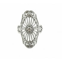 Vintage Art Deco Openwork Filigree Diamond Engagement Ring, Antique Floral Cluster Diamond Wedding Ring, 1.8 Ct Simulated Diamond, 925 Sterling Silver, Gift For Mother