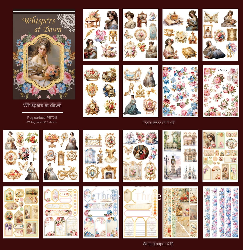 Vintage Art Deco Palace Style Sticker Book - Travel Character PET Stickers for Journals and DIY Crafts