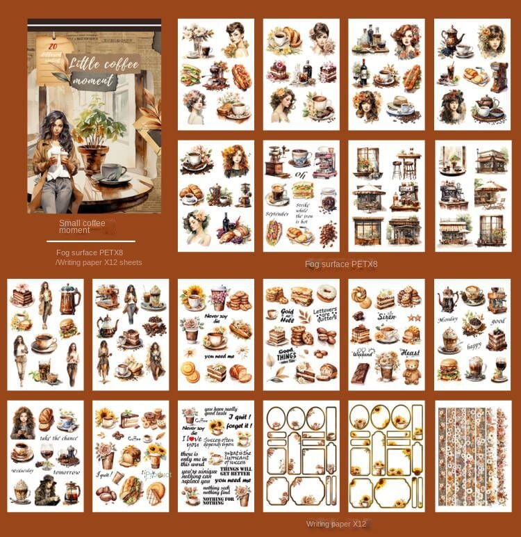 Vintage Art Deco Palace Style Sticker Book - Travel Character PET Stickers for Journals and DIY Crafts
