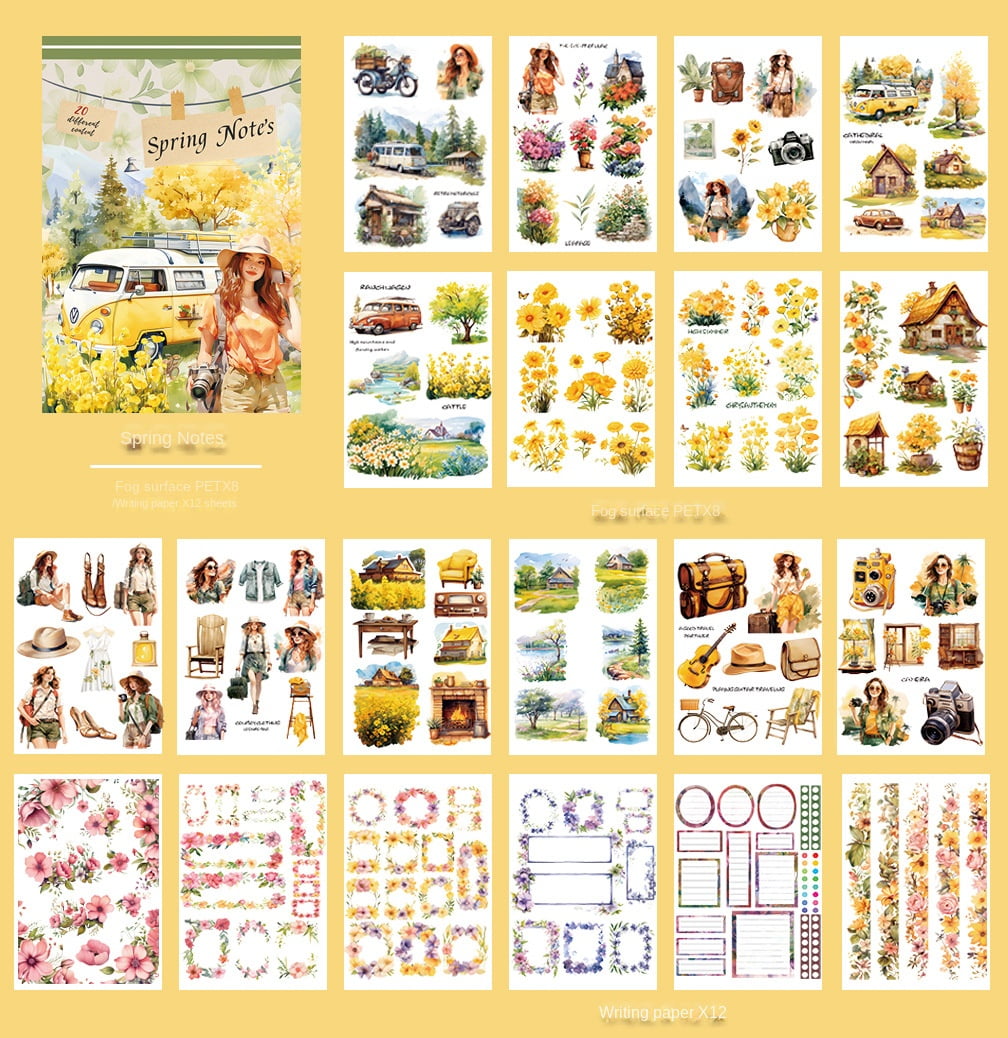 Vintage Art Deco Palace Style Sticker Book - Travel Character PET Stickers for Journals and DIY Crafts