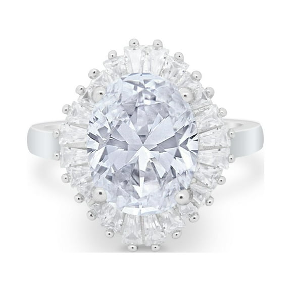 Vintage Art Deco Wedding Ring Baguette CZ 925 Sterling Silver Size 5