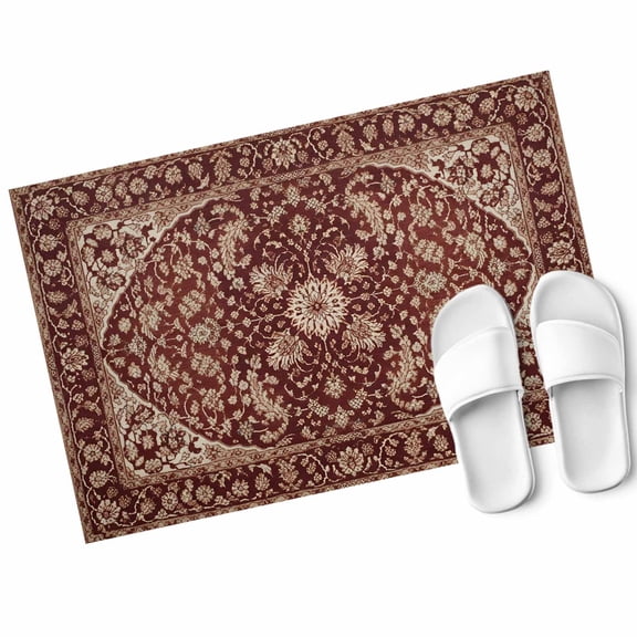 Vintage Art Door Mat Brown Tribal Ethnic Theme Country Non Slip Absorbent Entrance Mat Washable Low Profile Indoor Doormat for Front Door Entryway Entry 16"x24"