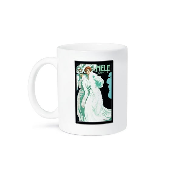 3dRose, Vintage Art Nouveau Mele Napoli Poster, 15oz Mug