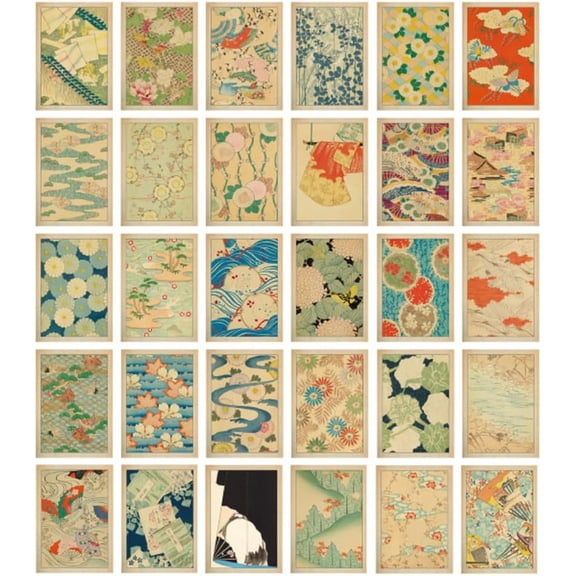 Vintage Art Postcards set of 30 Post card of Japanese Artist Korin Furuya Art Sea variety pack Famous Painting Scenery,4 x 6 Inches