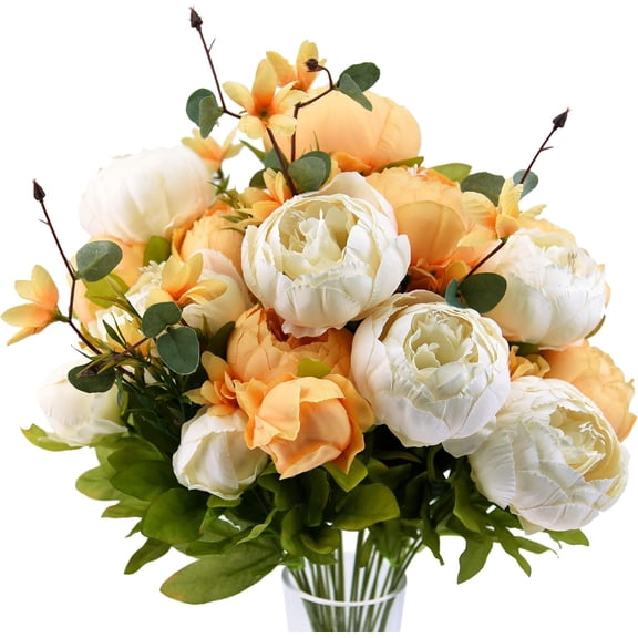 Vintage Artificial Peonies Silk Flowers and Hydrangeas for Wedding Bridal Home Décor – Beautiful Floral Centerpiece Arrangement Decoration with 2 Bouquets (Summer Breeze)