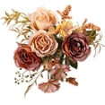 thumbnail image 1 of Vintage Artificial Peony Silk Flowers Dusty Orange Fake Flowers for DIY Wedding Bouquets Centerpieces Baby Shower Party Home Decoration Rustic Peony Bunch Pack of 1 (Orange), 1 of 14