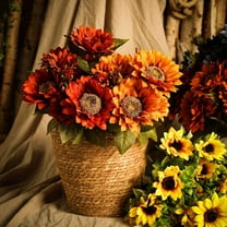 Dalrosia Vintage Artificial Sunflowers 18.9 Inches with Long Stem Silk Orange Sunflowers Faux Flower for Home Wedding Garden Thanksgiving Decoration