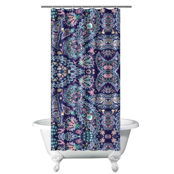 Vintage Artistic Aesthetic Shower Curtain 36x72 Inches Quick-Dry Polyester Curtain with Plastic Hooks Boho Tribal Rustic Style