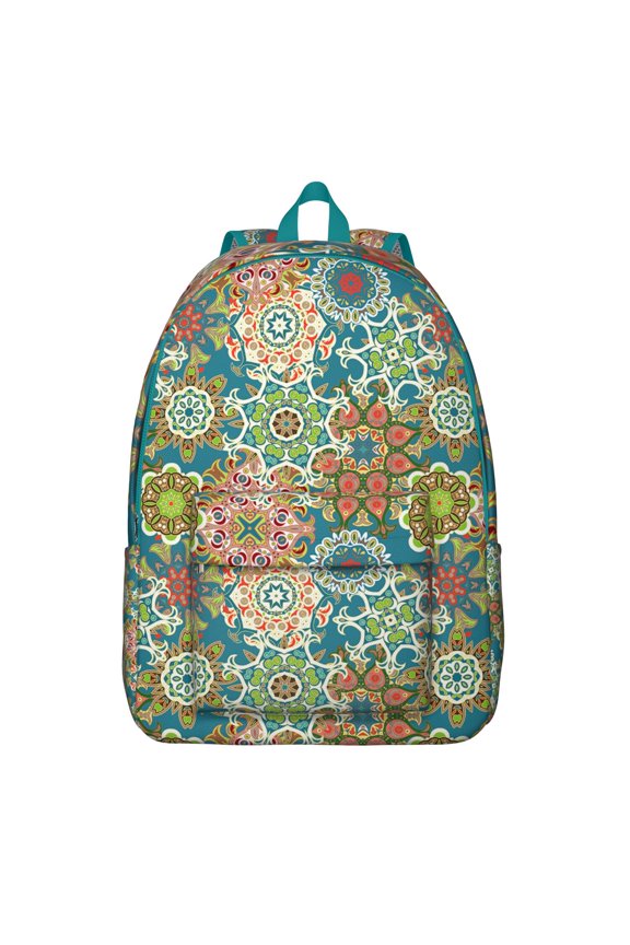 Vintage Artistic Canvas Backpack – Tribal Nordic Inspired Bookbag with Ink Style for Students, Commuters, and Travelers