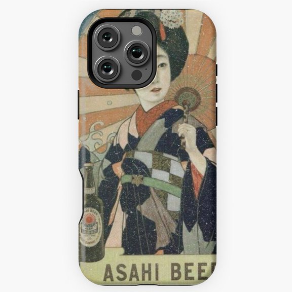 Vintage Asahi Beer Ad Japanese Yukata Phone Case for iPhone 16 15 14 13 12 11 Pro Max
