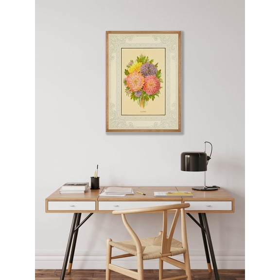 Vintage Aster Flower Wall Art Print, Botanical Home Decor Unframed Paper Print
