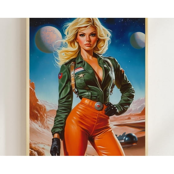 Vintage Astronaut Space Poster 1960s Atomic Age Comic Book Art 1950s Pop Fiction Retro Futuristic Art Vintage Scifi Mars Space Poster UFO, 16x24 UNFRAMED