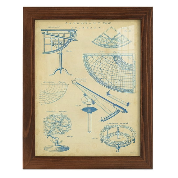 Vintage Astronomy I -Framed Print w/glass-Chestnut