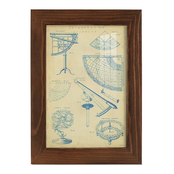 Vintage Astronomy I -Framed Print w/glass-Chestnut