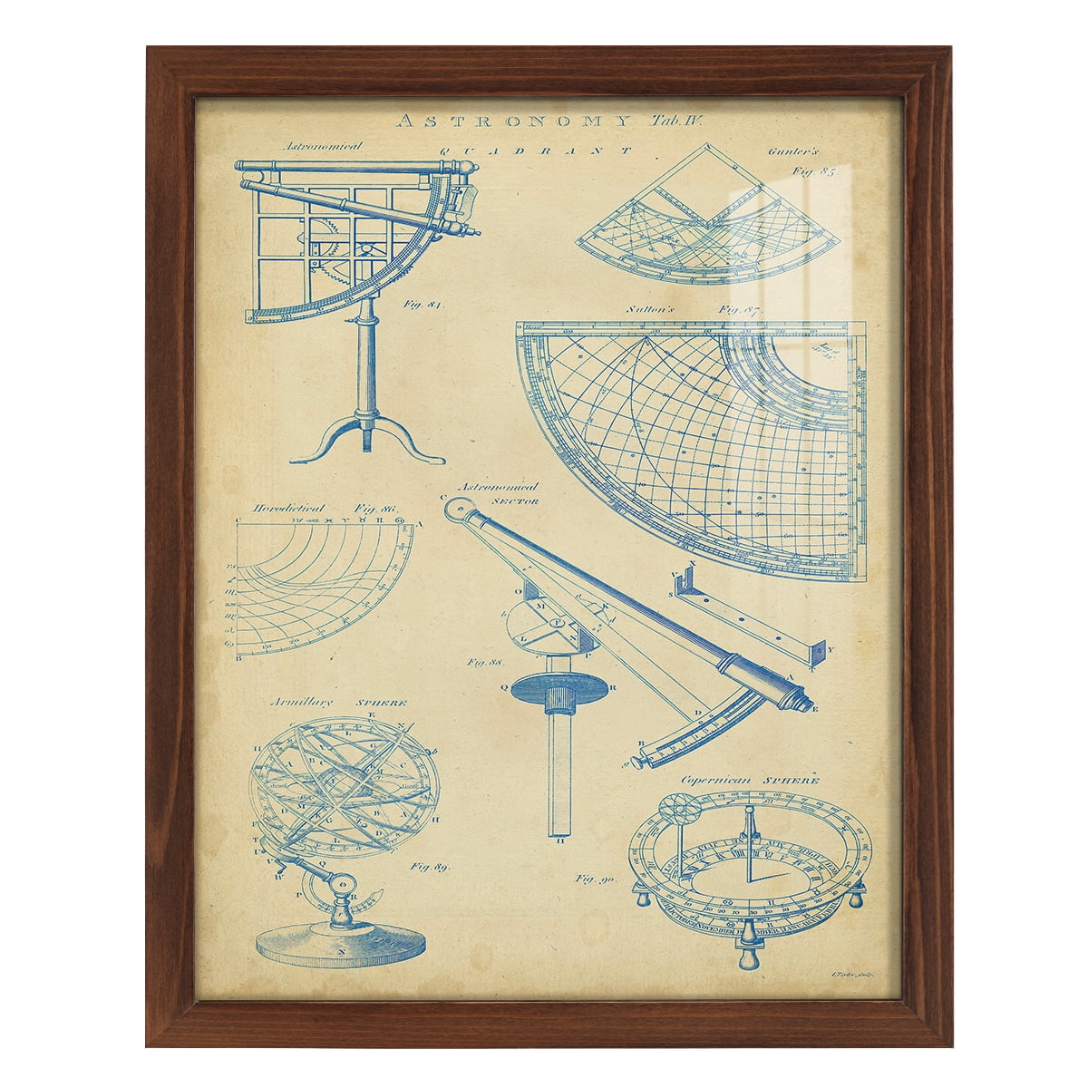 Vintage Astronomy I -Framed Print w/glass-Chestnut