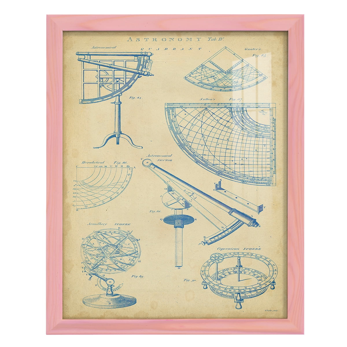 Vintage Astronomy I -Framed Print w/glass-Sunset Pink