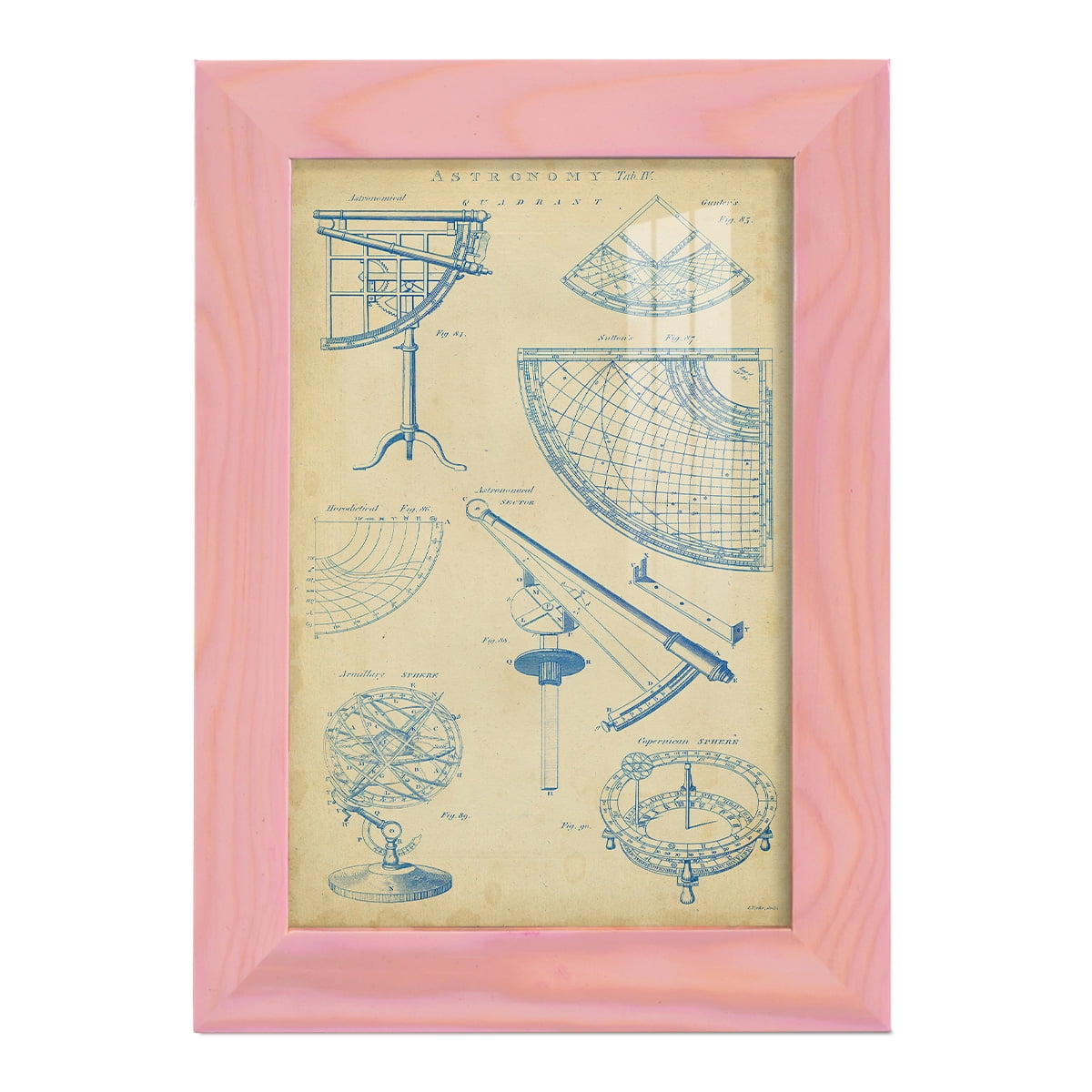 Vintage Astronomy I -Framed Print w/glass-Sunset Pink