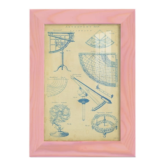 Vintage Astronomy I -Framed Print w/glass-Sunset Pink