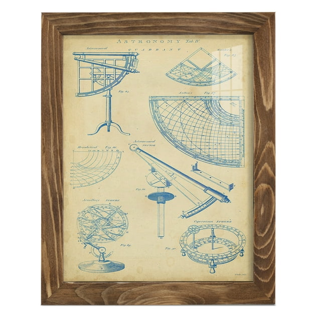 Vintage Astronomy I -Framed Print w/glass-Walnut
