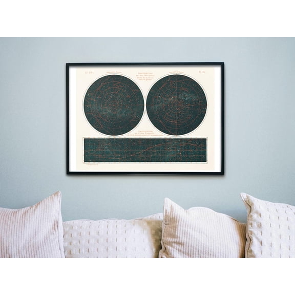 Vintage Astronomy Poster Constellations Celestial Map Art, Unframed Canvas 24x36in