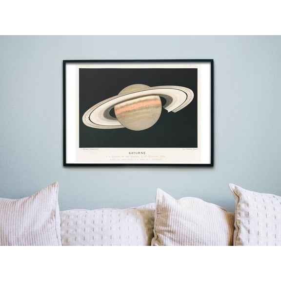Vintage Astronomy Poster Planet Saturn Cosmos Wall Art, Unframed Paper Poster 24x36in