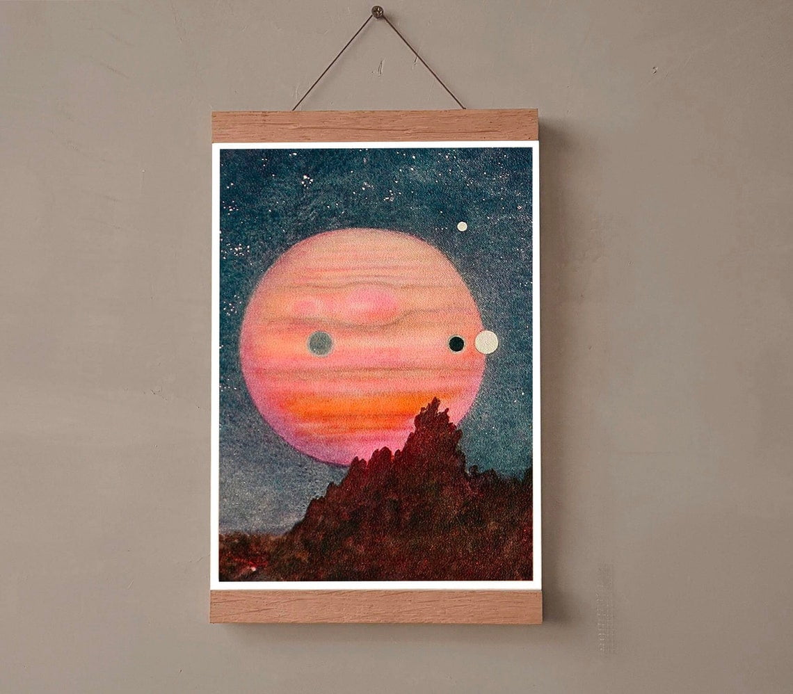 Planet Juptr Vintage Astronomy Retro The Planet Jupiter Poster, Study Room, Office ...