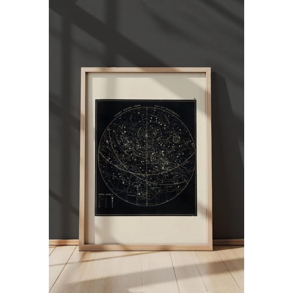 Vintage Astronomy Stars Map Poster - Celestial Constellation Chart 12x18 UNFRAMDE