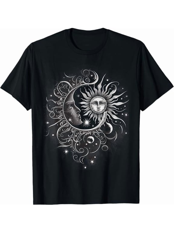 Vintage Astronomy Stars Moon and Sun Gifts Shirts Graphic Tees Men Women Boys Girls Crew Neck Short Sleeve T-Shirt