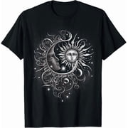 Greenink Vintage Astronomy Stars Moon and Sun Gifts Shirts Graphic Tees Men Women Boys Girls Crew Neck Short Sleeve T-Shirt