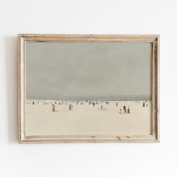 Vintage At The Beach Scene Print, Unframed Paper Poster 24x36in