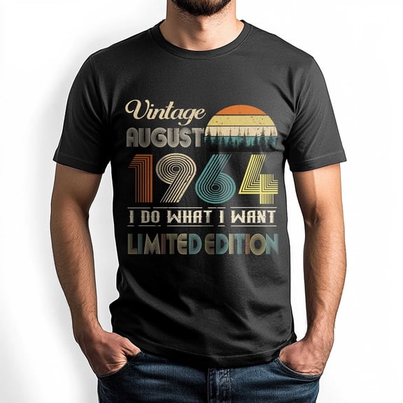 Vintage August 1964 T-Shirt - Retro Style Birthday Tee for Men - Meaningful Birthday Gift for June Born