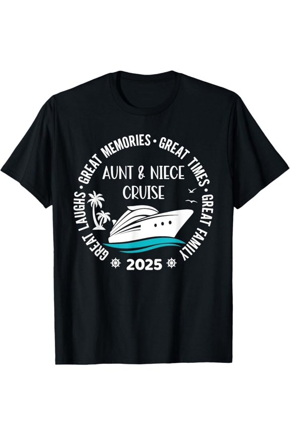 Vintage Aunt Niece Cruise Trip 2025 Summer Vacation Family T-Shirt - Perfect Gifts For Everyone