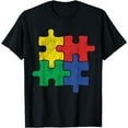 thumbnail image 1 of Vintage Autism Colorful Puzzle, Autism Awareness Gift T-Shirt, 1 of 4