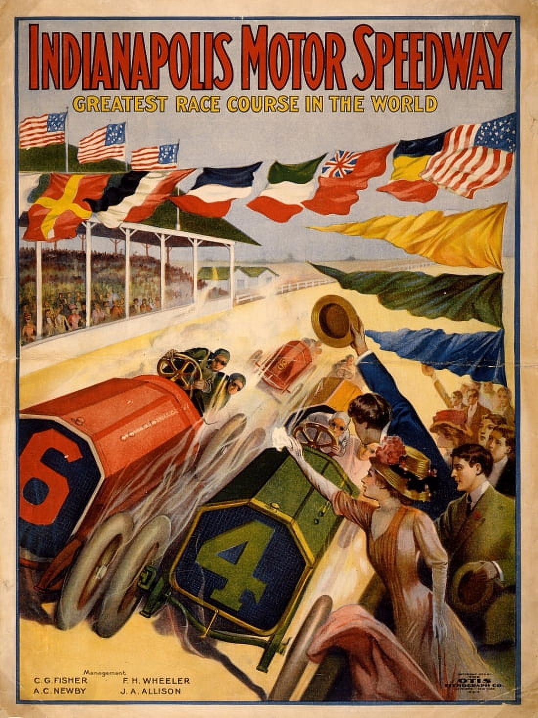 Vintage Auto Racing Indianapolis Motor Speedway 1909 Canvas Art - (18 x 24)