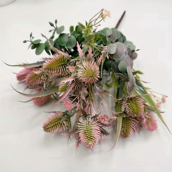 Vintage Autumn Artificial Flower Bouquet with Eryngium for Home Decor Wedding Centerpiece Fall Table Arrangement