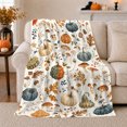 thumbnail image 1 of Vintage Autumn Botanical Pumpkin Scatter Rustic Fall, Cozy Friendship Quote Scene, Warm Flannel Blanket for Living Room and Reading Nook, Art Lovers Thanksgiving Gift, Artistic Home Decor, 1 of 9