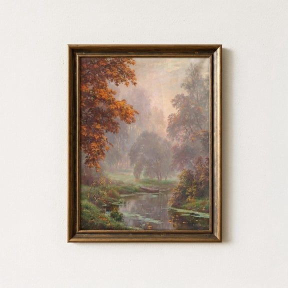 Vintage Autumn Landscape Antique Rustic Inspired Decorative Design Accent Interior Display Portrait Decor