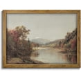 thumbnail image 1 of Vintage Autumn Landscape Wall Art - Small Unframed Art Silent Lake Poster, Retro European Oil Painting Art, Last Minute Decor, 1 of 3