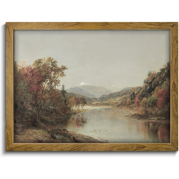 Vintage Autumn Landscape Wall Art - Small Unframed Art Silent Lake Poster, Retro European Oil Painting Art, Last Minute Decor