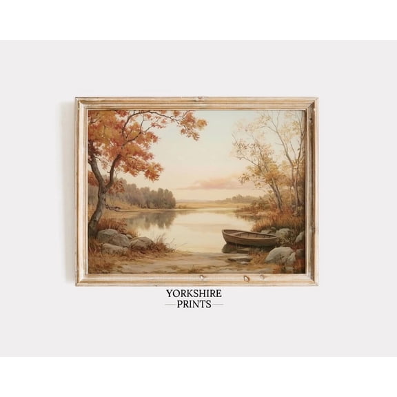 Vintage Autumn Landscape, Warm Toned Fall Decor Home Decor #3771, 12x18 UNFRAMED