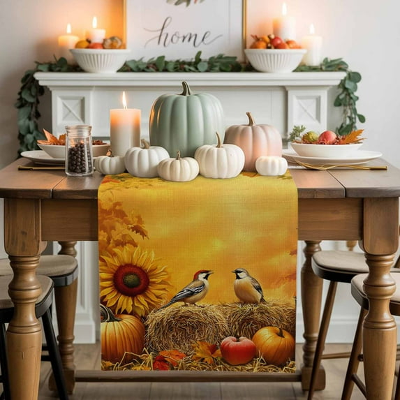 Vintage Autumn Table Runner, Autumn Thanksgiving Kitchen Dining Table Decoration for Home Party Decor 13x48 Inches