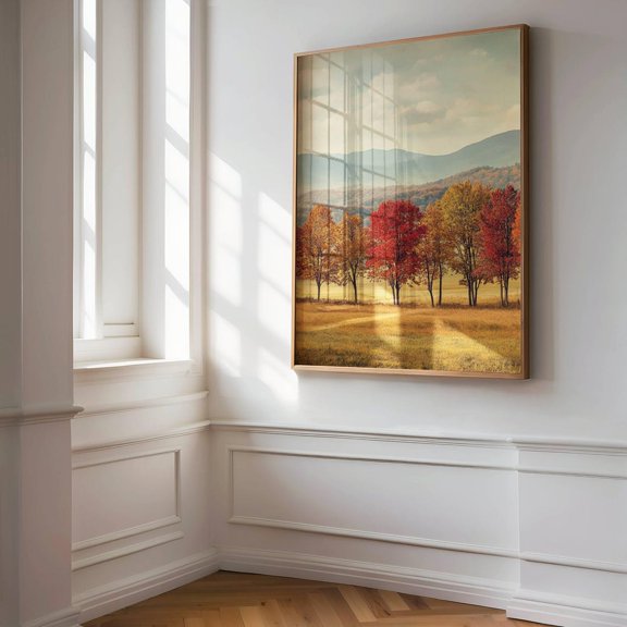 Vintage Autumn Trees Fall Country Scenery Wall Decor, Unframed Canvas 24x36in