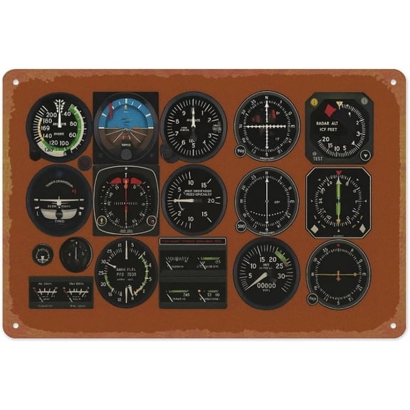 Vintage Aviation Cockpit Simulation Metal Tin Sign Wall Decor Poster for Cafe Bar Restaurant Shop 8 x 12 Inches