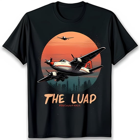 Vintage Aviation Graphic Black T-Shirt with Design for Enthusiasts